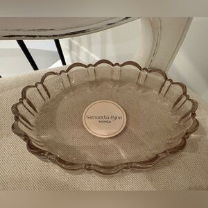 Samantha Pynn Home Scalloped Glass Tray Pale Pink NWT
